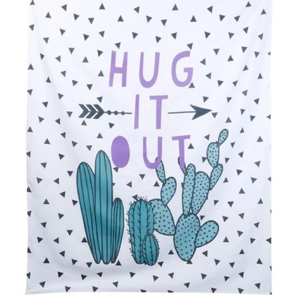 Hug It Out Kids Boho Cactus Theme Wall Tapestry NEW